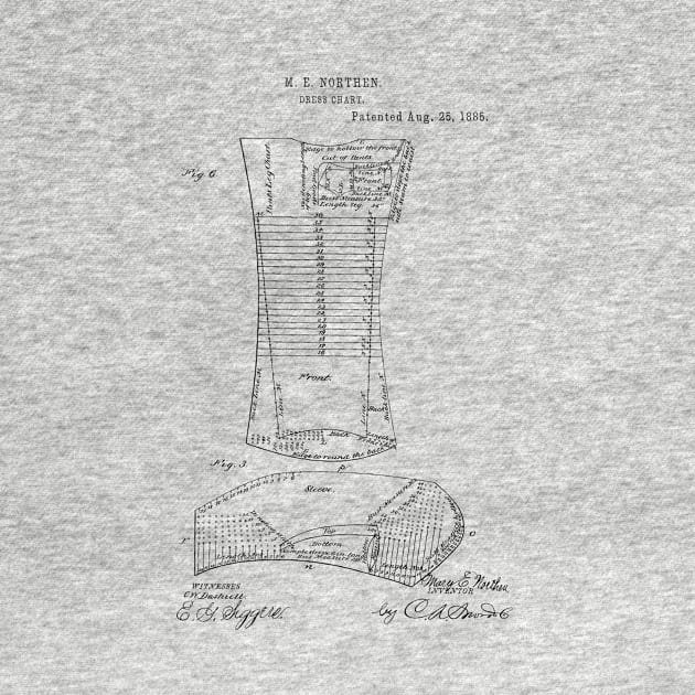 Dress Chart Vintage Patent Hand Drawing by TheYoungDesigns